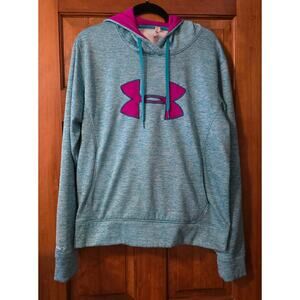 Under Armor Storm Women's Teal Pink Hoodie Pullover Sweatshirt fleece lined XL